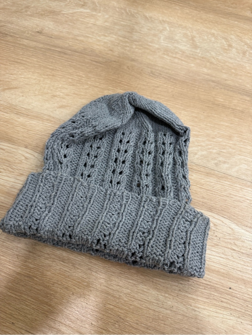 Gray Knit Beanie Hat